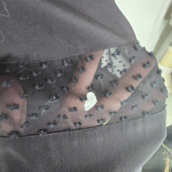 Amour Vert Black Swiss Dot Silk Short Sleeve Blouse Usa - Picture 4 of 7